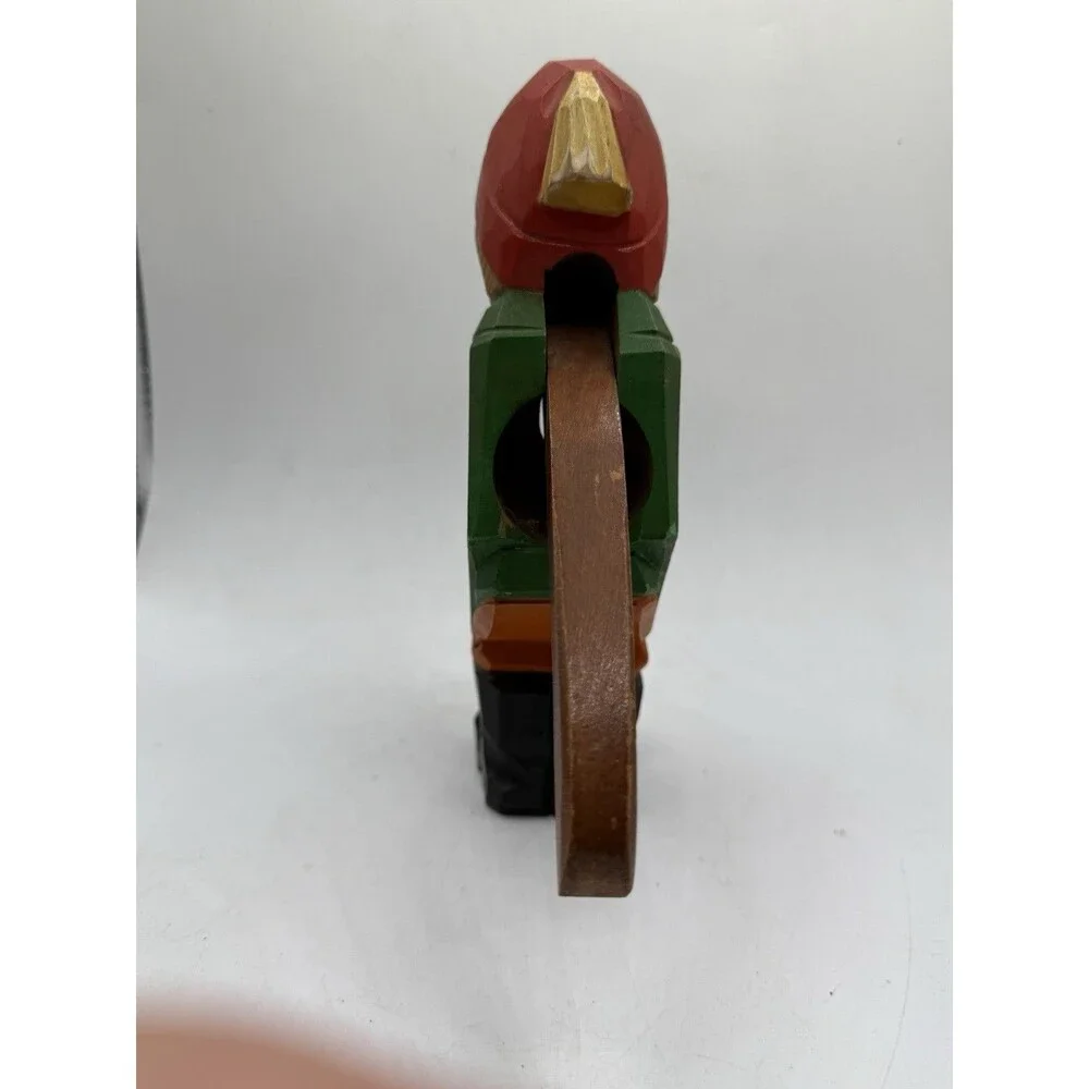 Hand Carved Rustic Red Hat Fisherman Nutcracker Nearly 9